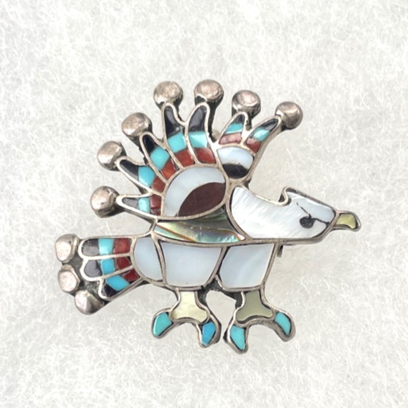 Jewelry - Zuni Eagle Brooch & Pendant w/ Abalone, Sterling and Turquoise